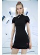 Black Punk Butterfly Embroidered Frill Hem Skirt