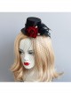 Gothic Punk Retro Red Rose Feather Mesh Sexy Black Topper Hairpin