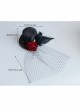 Gothic Punk Retro Red Rose Feather Mesh Sexy Black Topper Hairpin