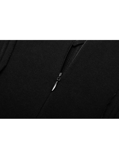 Leather Shoulder Strap Irregular Sharp Corner Hem Black Gothic Sling Dress
