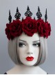 Gothic Retro Red Rose Queen Halloween Christmas Prom Party Crown Hairband