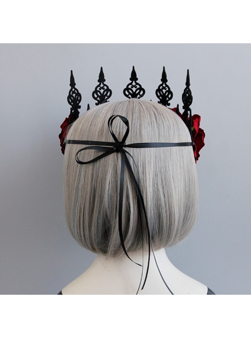 Gothic Retro Red Rose Queen Halloween Christmas Prom Party Crown Hairband