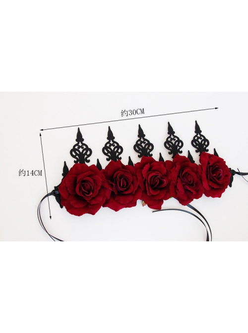 Gothic Retro Red Rose Queen Halloween Christmas Prom Party Crown Hairband