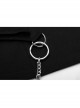 Buckle Belt Side Embroidery Pocket Metal Chain Decoration Black Punk A-Shape Skirt