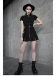 Buckle Belt Side Embroidery Pocket Metal Chain Decoration Black Punk A-Shape Skirt