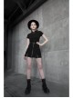 Buckle Belt Side Embroidery Pocket Metal Chain Decoration Black Punk A-Shape Skirt