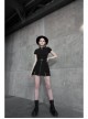 Buckle Belt Side Embroidery Pocket Metal Chain Decoration Black Punk A-Shape Skirt