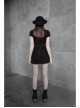 Buckle Belt Side Embroidery Pocket Metal Chain Decoration Black Punk A-Shape Skirt