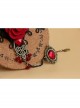 Gothic Bride Wedding Dress Red Rose Lace Gemstone Bracelet With Ring One Chain