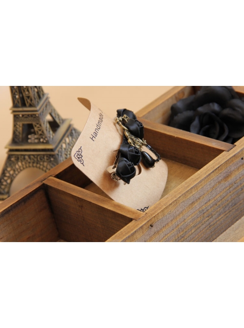 Gothic Style Black Rose Flower Fabric Handmade Retro Classical Lady Hairpin