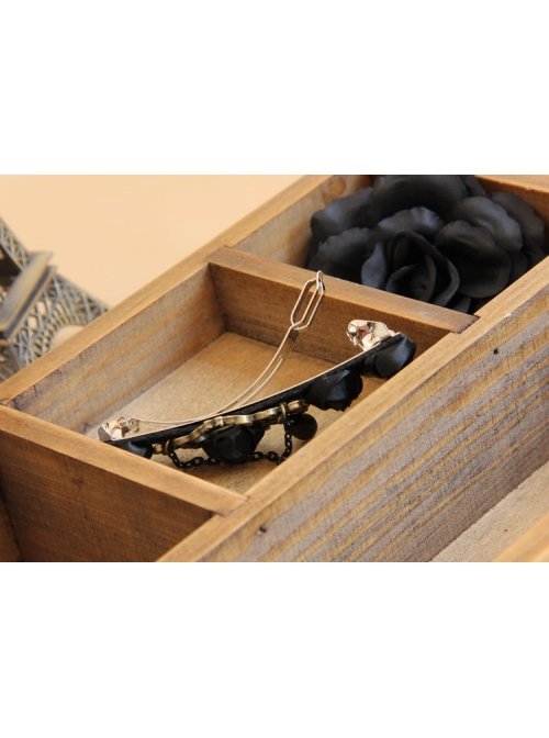 Gothic Style Black Rose Flower Fabric Handmade Retro Classical Lady Hairpin
