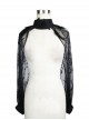 Black Transparent Lace Trim Rose Feather Gothic Shawl