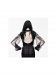 Black Transparent Lace Trim Rose Feather Gothic Shawl