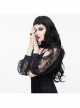 Black Transparent Lace Trim Rose Feather Gothic Shawl