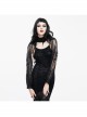 Black Transparent Lace Trim Rose Feather Gothic Shawl