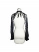 Black Transparent Lace Trim Rose Feather Gothic Shawl