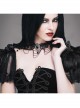 Black Lace Feather Lace Bead Chain Connected Detachable Brooch Gothic Shawl