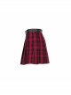 Metal Buckle Pendant Decorative Belts Red Plaid Punk Pleated Skirt