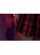 Metal Buckle Pendant Decorative Belts Red Plaid Punk Pleated Skirt