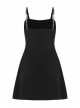Metal Nail Leather Shoulder Strap Front Chest Coriaceous Love Embroidery Black Punk Sling Dress