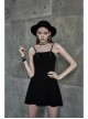 Metal Nail Leather Shoulder Strap Front Chest Coriaceous Love Embroidery Black Punk Sling Dress