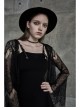 Metal Nail Leather Shoulder Strap Front Chest Coriaceous Love Embroidery Black Punk Sling Dress