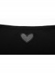 Metal Nail Leather Shoulder Strap Front Chest Coriaceous Love Embroidery Black Punk Sling Dress