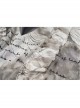 V-Neck Front Chest Embroidered Lantern Sleeve Leather Belt Grey Punk Print Chiffon Dress