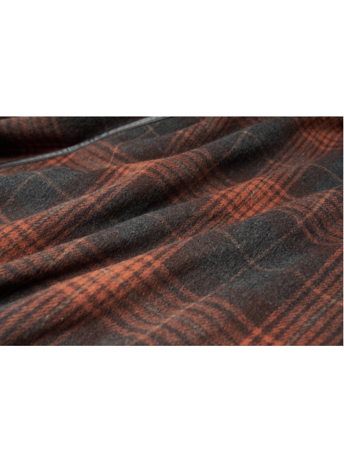 Metal Buckle Belt High Waist Irregular Hairy Hem Brown Plaid Punk Long Skirt