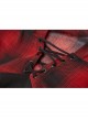 Fake Two-Piece Lace-Up Collar Metal Buckle Shoulder Strap Lantern Sleeve Punk Red Plaid Dress