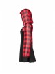 Fake Two-Piece Lace-Up Collar Metal Buckle Shoulder Strap Lantern Sleeve Punk Red Plaid Dress