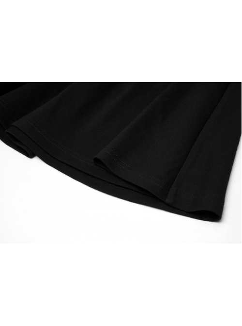 High Collar Front Chest Lace-Up Shoulder Hollow-Out Long Sleeve Black Punk Dress