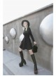 High Collar Front Chest Lace-Up Shoulder Hollow-Out Long Sleeve Black Punk Dress