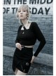 Black Metal Slant Buckle Loop Decoration Irregular Hem Punk Denim Skirt