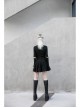 Black Punk Splice Red Plaid Metal Zipper Decoration Pleated Skirt