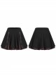 Black Punk Splice Red Plaid Metal Zipper Decoration Pleated Skirt