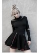 Black Punk Splice Red Plaid Metal Zipper Decoration Pleated Skirt
