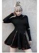 Black Punk Splice Red Plaid Metal Zipper Decoration Pleated Skirt