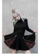 Black Punk Splice Red Plaid Metal Zipper Decoration Pleated Skirt