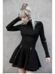 Black Punk Splice Red Plaid Metal Zipper Decoration Pleated Skirt