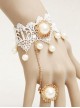 Lolita Princess Style Bride Bridesmaid Fashion White Lace Pearl Bracelet Ring One Chain