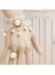 Lolita Princess Style Bride Bridesmaid Fashion White Lace Pearl Bracelet Ring One Chain