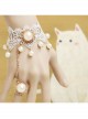 Lolita Princess Style Bride Bridesmaid Fashion White Lace Pearl Bracelet Ring One Chain