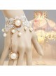 Lolita Princess Style Bride Bridesmaid Fashion White Lace Pearl Bracelet Ring One Chain