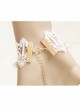 Lolita Princess Style Bride Bridesmaid Fashion White Lace Pearl Bracelet Ring One Chain