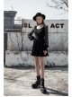 Off-Shoulder Mesh Lantern Sleeve Black Punk A-Shape Dress