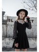 Off-Shoulder Mesh Lantern Sleeve Black Punk A-Shape Dress