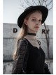 Off-Shoulder Mesh Lantern Sleeve Black Punk A-Shape Dress