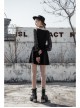 Off-Shoulder Mesh Lantern Sleeve Black Punk A-Shape Dress