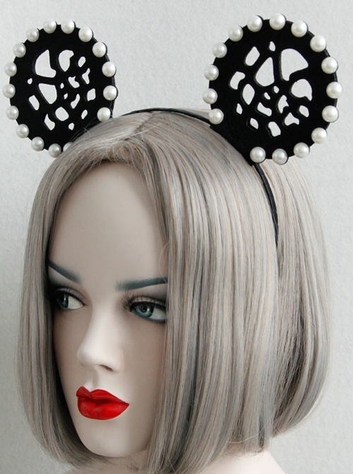 Gothic Black Nightclub Bar Prom Party Christmas Cute Cute Pearl Ear Hollow Headband